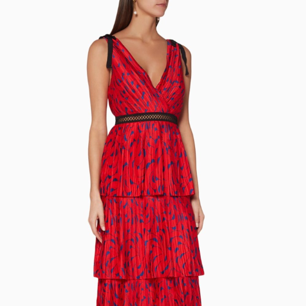 Self-Portrait Tiered Midi Dress